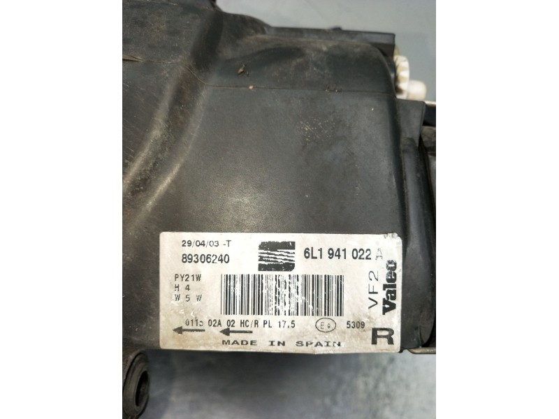 Recambio de faro derecho para seat cordoba (6l2) 1.9 sdi referencia OEM IAM 6L1941022A 89306240 