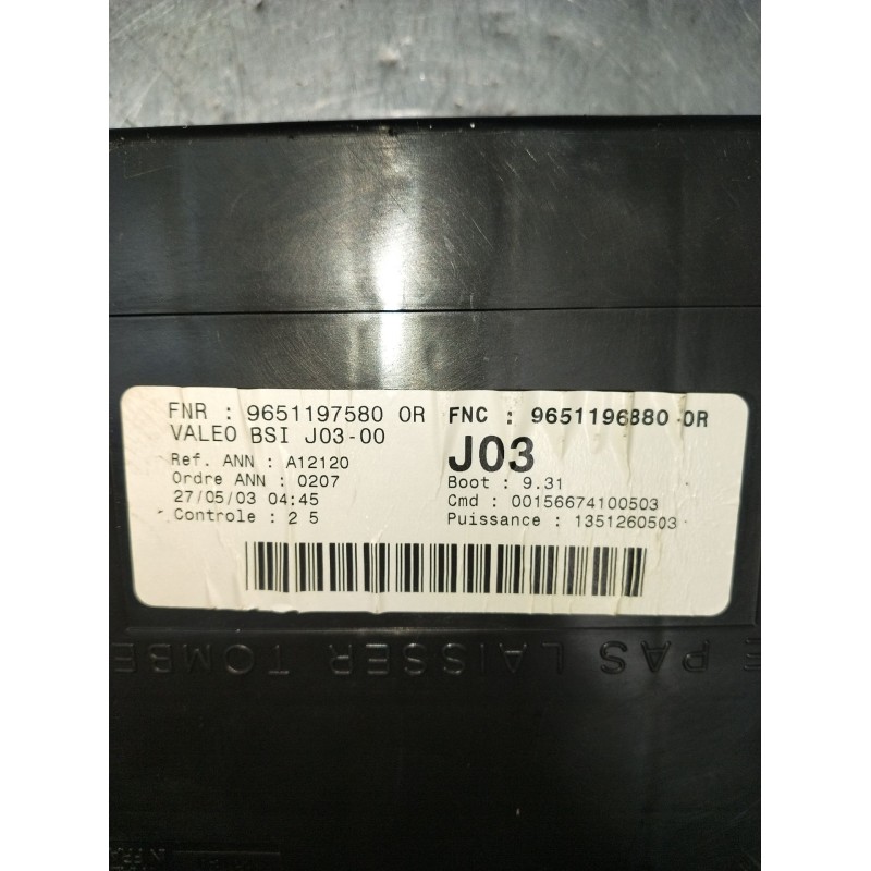 Recambio de caja reles / fusibles para peugeot 307 (3a/c) 1.6 16v referencia OEM IAM 9651196880 BSIJ0300 2001