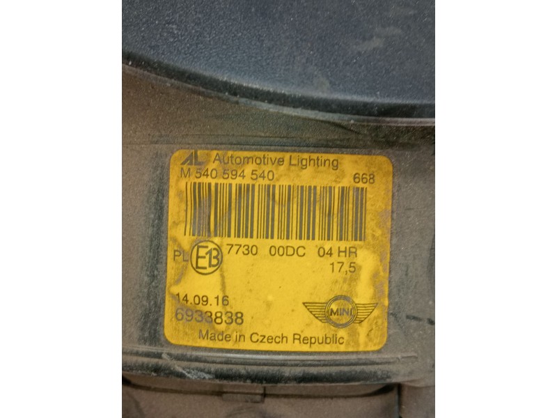 Recambio de faro derecho para mini mini (r50, r53) cooper s referencia OEM IAM M540594540 6933838 2001