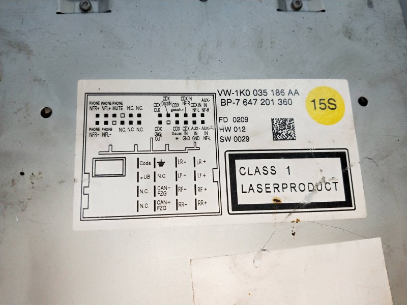 Recambio de sistema audio / radio cd para volkswagen passat berlina (3c2) highline referencia OEM IAM 1K0035186AA  