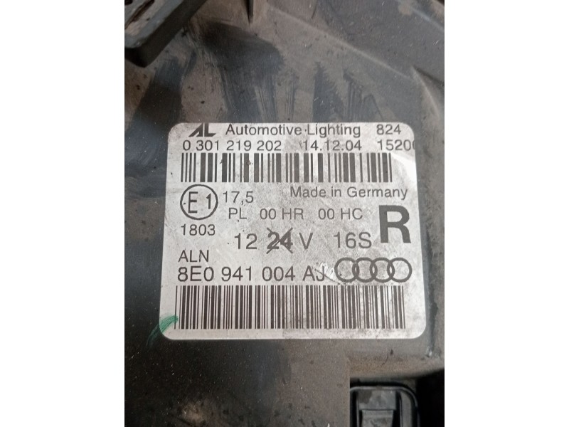 Recambio de faro derecho para audi a4 b7 (8ec) 2.0 tdi 16v referencia OEM IAM 0301219202 8E0941004AJ 2005