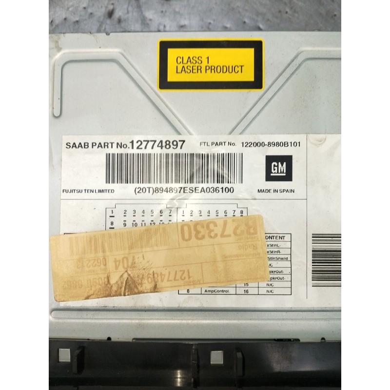Recambio de sistema audio / radio cd para saab 9-3 (ys3f, e79, d79, d75) 1,8t referencia OEM IAM 12774897 1220008980B101 2002