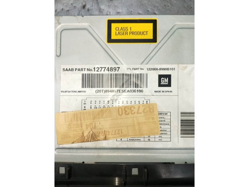 Recambio de sistema audio / radio cd para saab 9-3 (ys3f, e79, d79, d75) 1,8t referencia OEM IAM 12774897 1220008980B101 2002