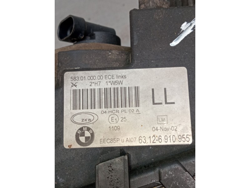 Recambio de faro izquierdo para bmw 3 (e46) 320 d referencia OEM IAM 63126910955 5830100000 2001FARO PARA PULIR