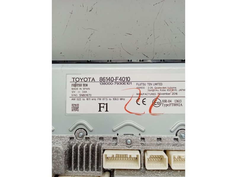 Recambio de pantalla multifuncion para toyota c-hr (_x1_) 1.8 hybrid (zyx10_, zyx11_) referencia OEM IAM 86140F4010 1380007930E1