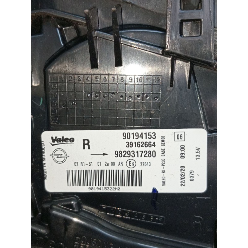 Recambio de piloto trasero derecho para opel corsa f referencia OEM IAM 9829317280 90194153 39162664 2019