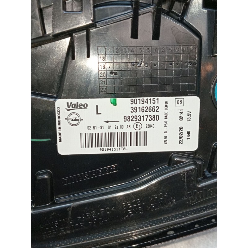 Recambio de piloto trasero izquierdo para opel corsa f referencia OEM IAM 9829317380 90194151 39162662 2019