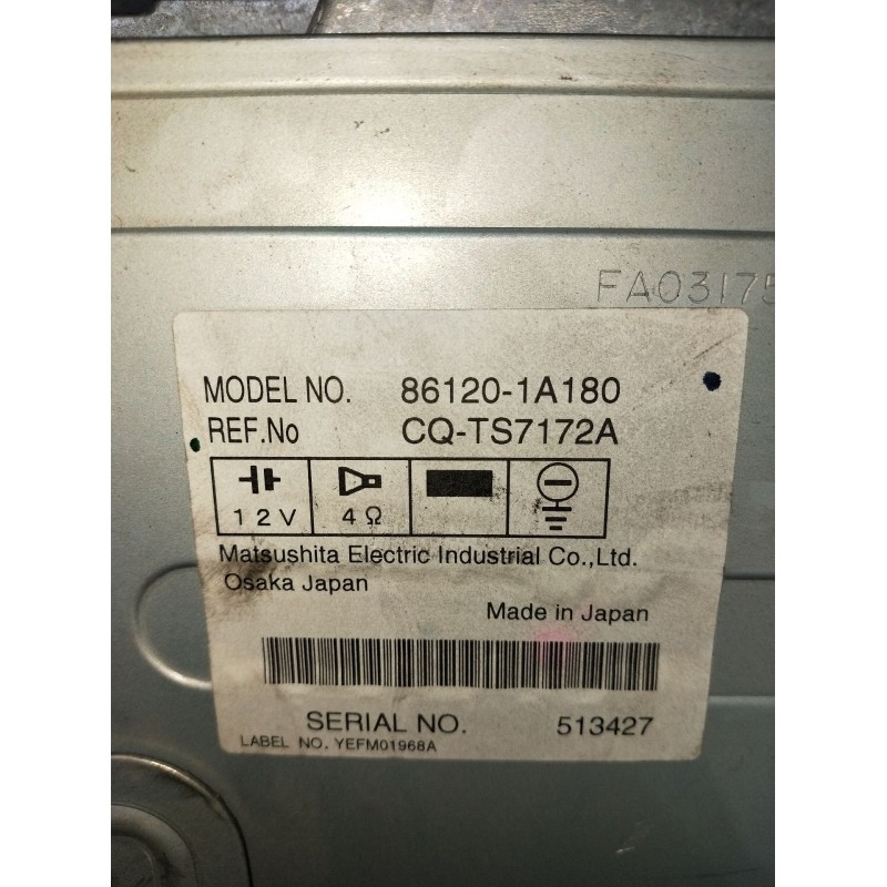 Recambio de sistema audio / radio cd para toyota corolla (_e12_) 1.6 vvt-i (zze121_) referencia OEM IAM 861201A180 CQTS7172A 200