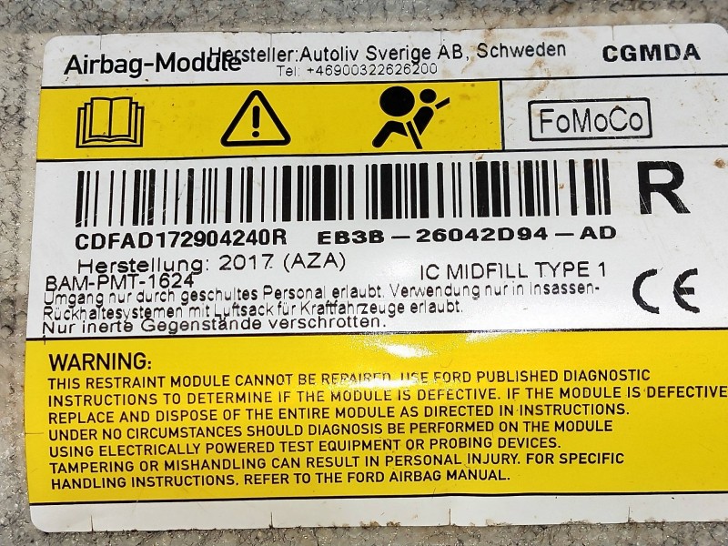 Recambio de airbag cortina delantero derecho para ford ranger (tke) doppelkabine 4x4 xlt referencia OEM IAM EB3B2604D94AD 193935