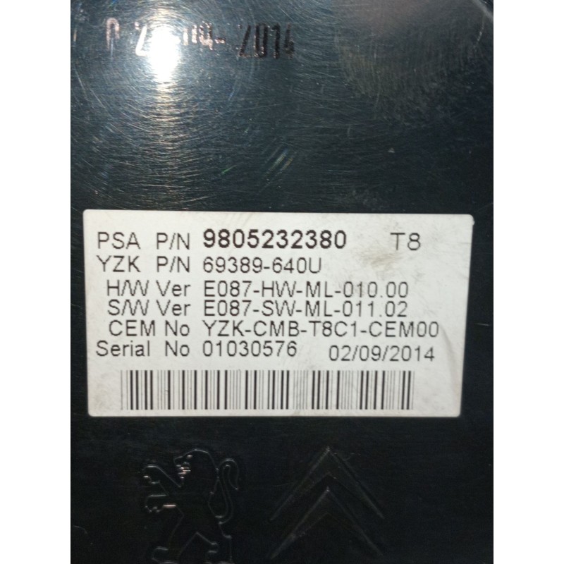 Recambio de cuadro instrumentos para peugeot 5008 (0u_, 0e_) 2.0 hdi 150 / bluehdi 150 referencia OEM IAM 9805232380 69389640U 2