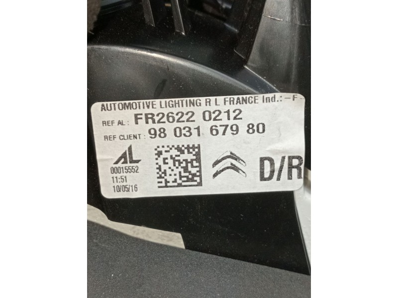 Recambio de piloto trasero derecho interior para ds 5 business class hybrid 4x4 referencia OEM IAM 9803167980 FR26220212 2012