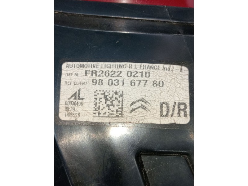 Recambio de piloto trasero derecho para ds 5 business class hybrid 4x4 referencia OEM IAM 9803167780 FR26220210 2012
