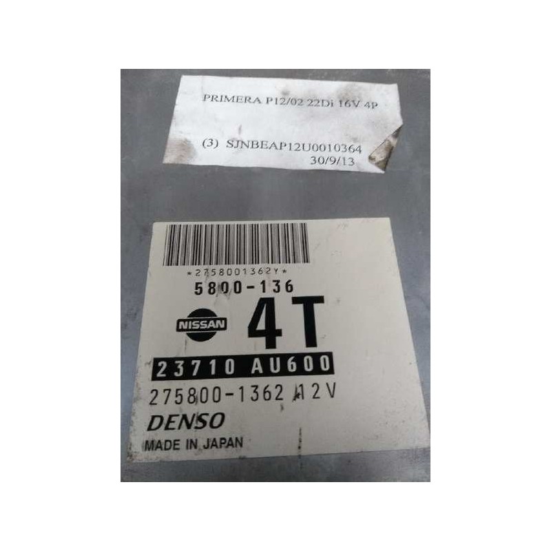 Recambio de centralita motor uce para nissan primera trav. (p12) 2.2 16v turbodiesel cat referencia OEM IAM 23710AU600 275800136