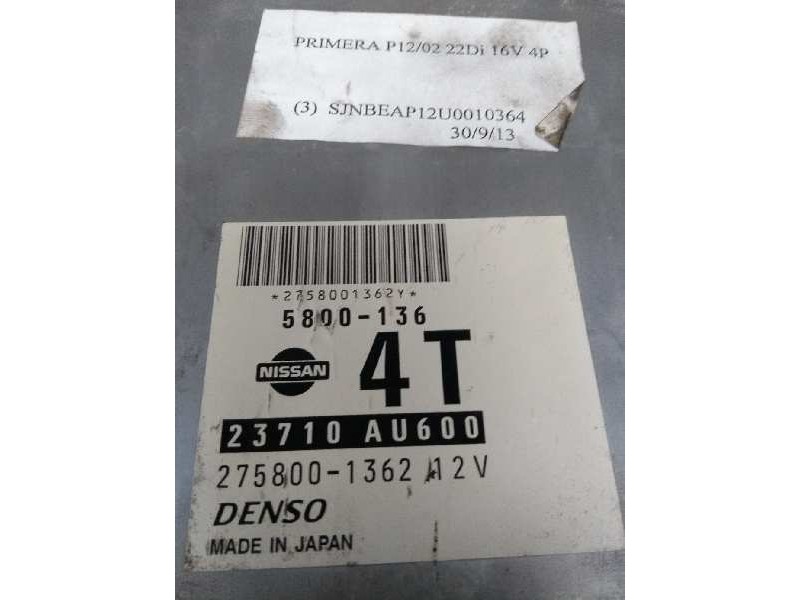 Recambio de centralita motor uce para nissan primera trav. (p12) 2.2 16v turbodiesel cat referencia OEM IAM 23710AU600 275800136