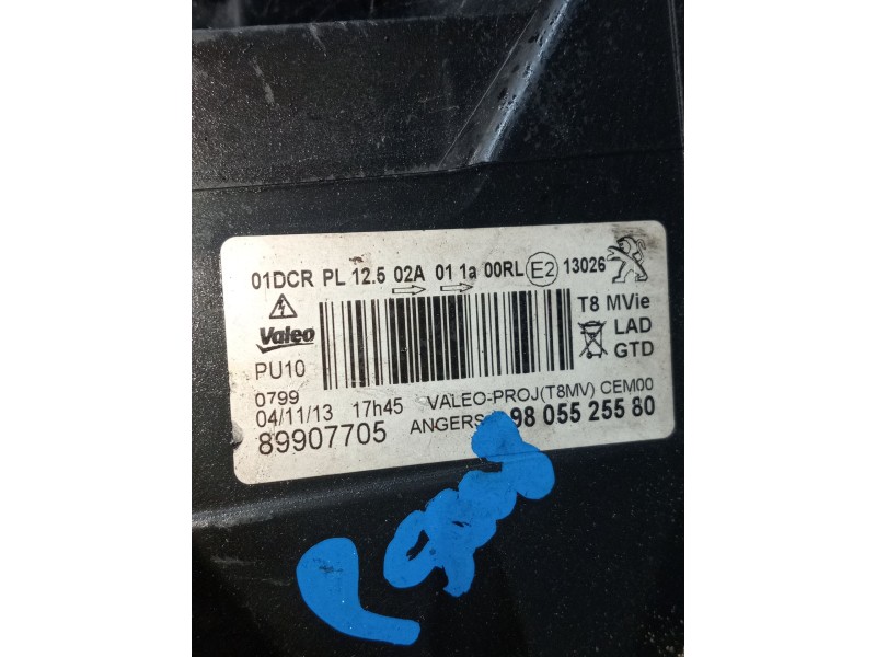 Recambio de faro izquierdo para peugeot 5008 (0u_, 0e_) 2.0 hdi 150 / bluehdi 150 referencia OEM IAM 9805525580 89907705 XENON 2