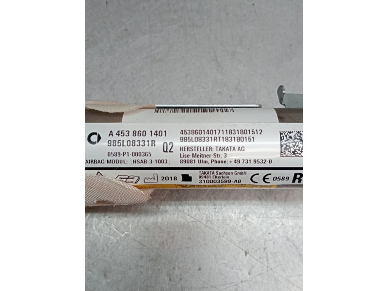 Recambio de airbag cortina delantero derecho para smart fortwo coupe electric drive / eq pull&bear (453.391) referencia OEM IAM 