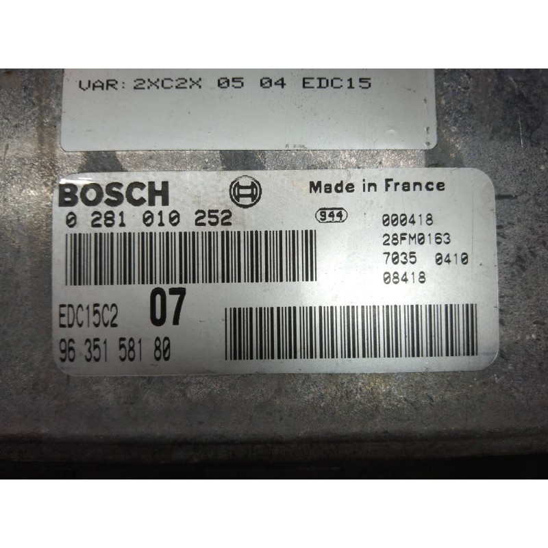 Recambio de centralita motor uce para citroen xantia break 2.0 hdi 90/109 sx referencia OEM IAM 0281010252 9635158180 EDC15C2 07