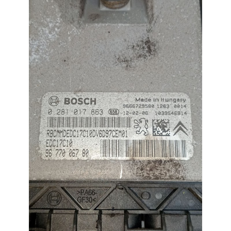 Recambio de centralita motor uce para peugeot partner furgoneta/monovolumen 1.6 hdi / bluehdi 75 referencia OEM IAM 0281017863 9