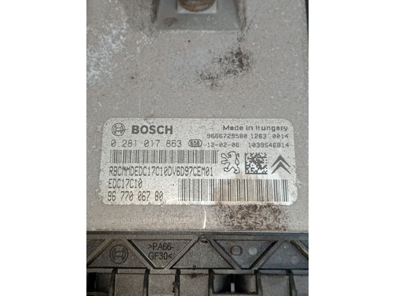 Recambio de centralita motor uce para peugeot partner furgoneta/monovolumen 1.6 hdi / bluehdi 75 referencia OEM IAM 0281017863 9