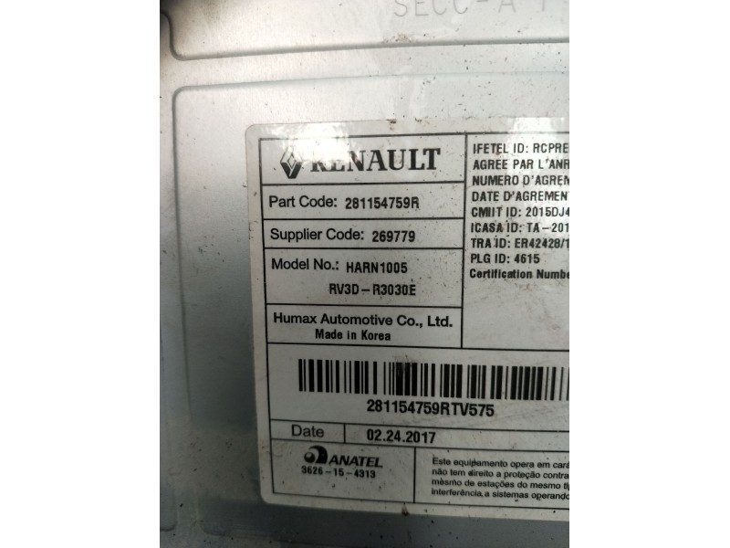 Recambio de sistema audio / radio cd para dacia dokker monospace (ke_) 1.5 dci (keaj, keah) referencia OEM IAM 281154759 269779 