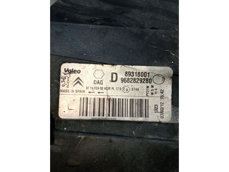 Recambio de faro derecho para peugeot partner furgoneta/monovolumen 1.6 hdi / bluehdi 75 referencia OEM IAM 9682829280 89318001 