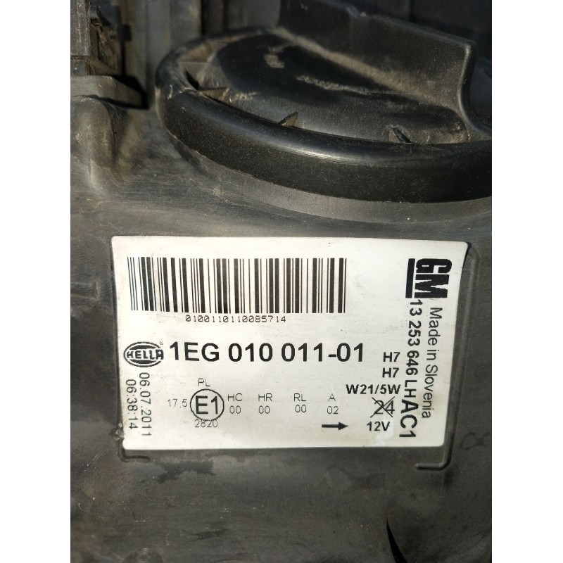 Recambio de faro izquierdo para opel astra j (p10) 1.4 turbo (68) referencia OEM IAM 13253646LH 1EG01001101 2010