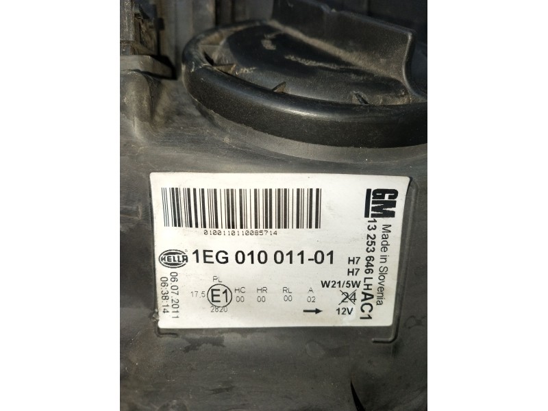 Recambio de faro izquierdo para opel astra j (p10) 1.4 turbo (68) referencia OEM IAM 13253646LH 1EG01001101 2010