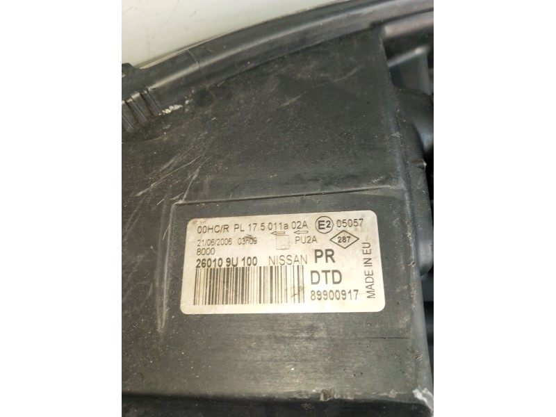 Recambio de faro derecho para nissan note (e11, ne11) 1.5 dci referencia OEM IAM 260109U100 89900917 2006