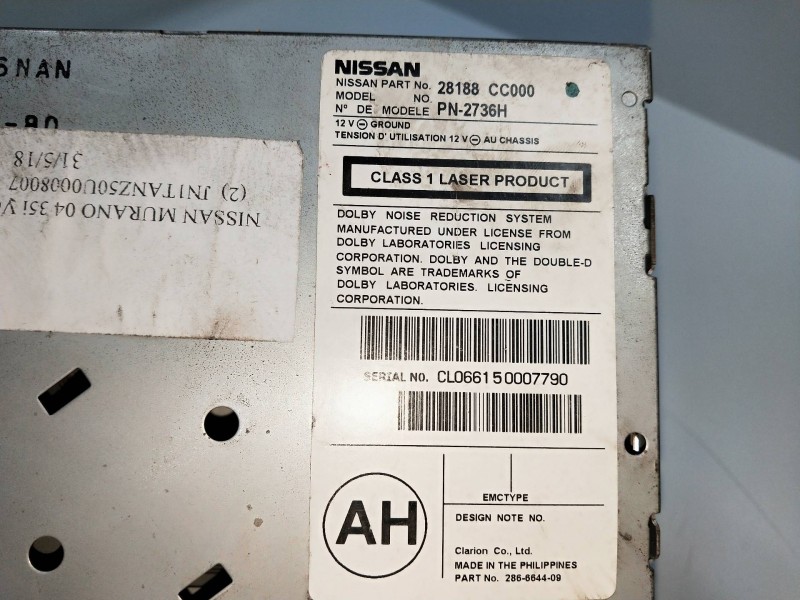 Recambio de sistema audio / radio cd para nissan murano (z50) 3.5 v6 cat referencia OEM IAM 28188CC000  