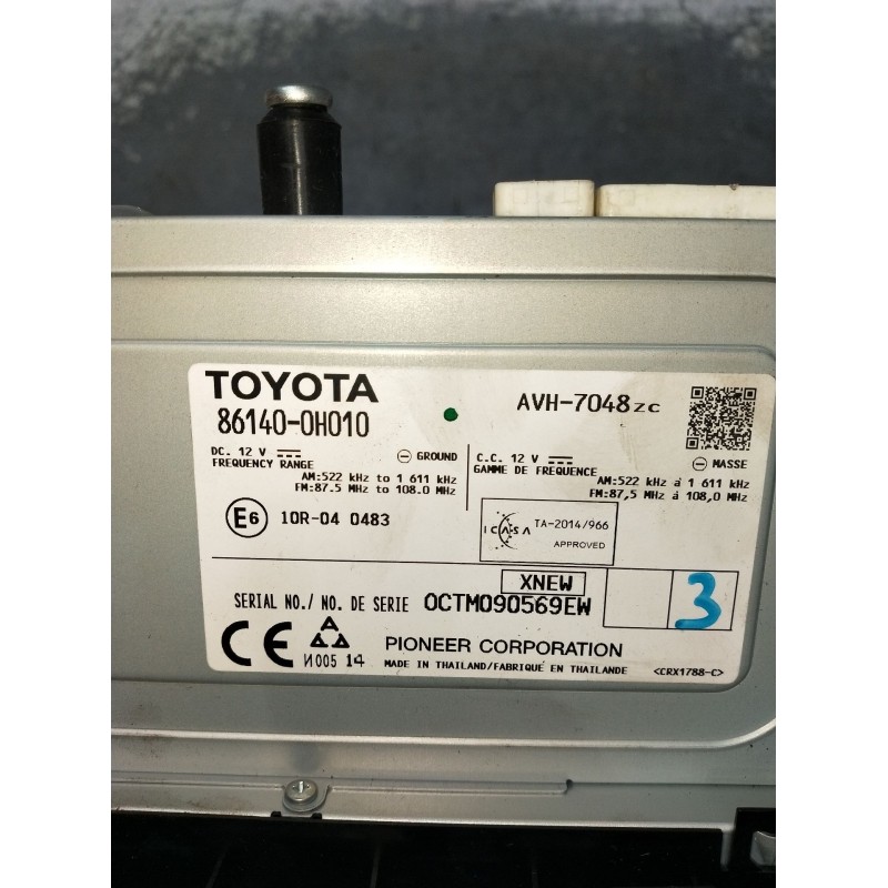 Recambio de sistema audio / radio cd para toyota aygo (_b4_) 1.0 (kgb40) referencia OEM IAM 861400H010 10R040483 2014