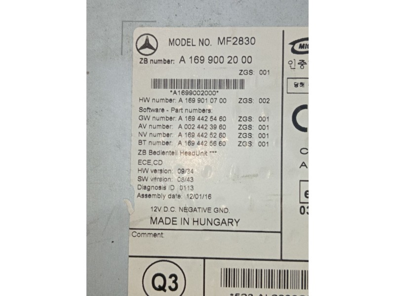 Recambio de sistema audio / radio cd para mercedes-benz viano (w639) cdi 2.2 (639.811, 639.813, 639.815, 639.711, 639.713) refer