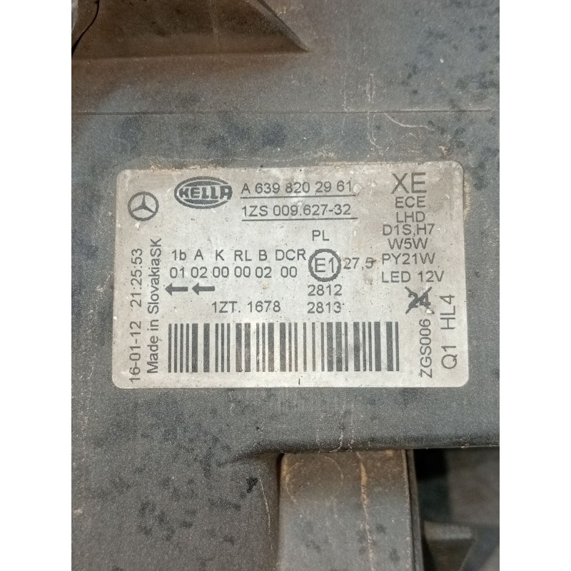 Recambio de faro derecho para mercedes-benz viano (w639) cdi 2.2 (639.811, 639.813, 639.815, 639.711, 639.713) referencia OEM IA