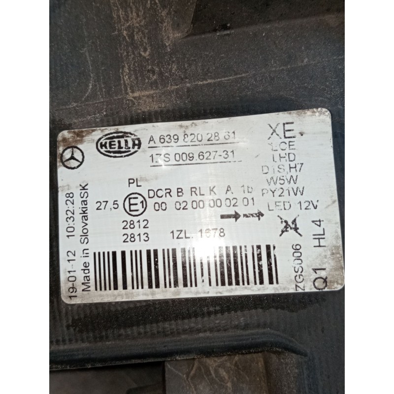 Recambio de faro izquierdo para mercedes-benz viano (w639) cdi 2.2 (639.811, 639.813, 639.815, 639.711, 639.713) referencia OEM 