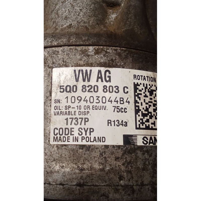 Recambio de compresor aire acondicionado para skoda rapid (nh3, nk3, nk6) 1.6 tdi referencia OEM IAM 5Q0820803C  12
