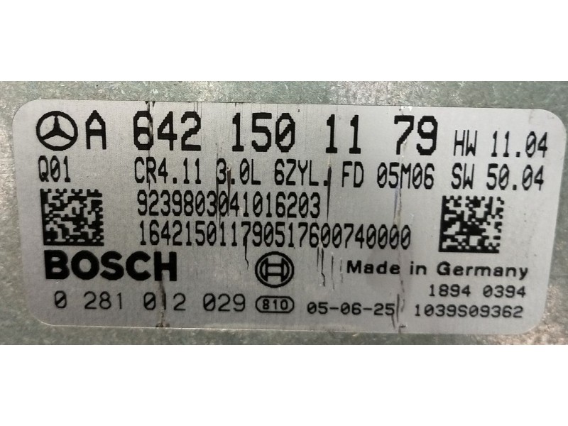 Recambio de centralita motor uce para mercedes-benz clase e (w211) e 280 cdi (211.020) referencia OEM IAM 0281012029 A6421501179