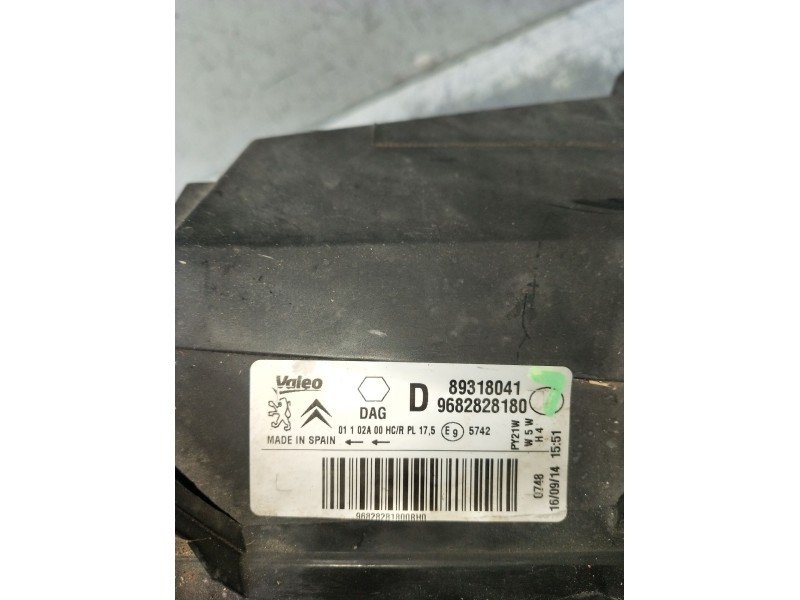 Recambio de faro derecho para citroën berlingo furgoneta/monovolumen (b9) 1.6 hdi / bluehdi 75 referencia OEM IAM 9682828180 893