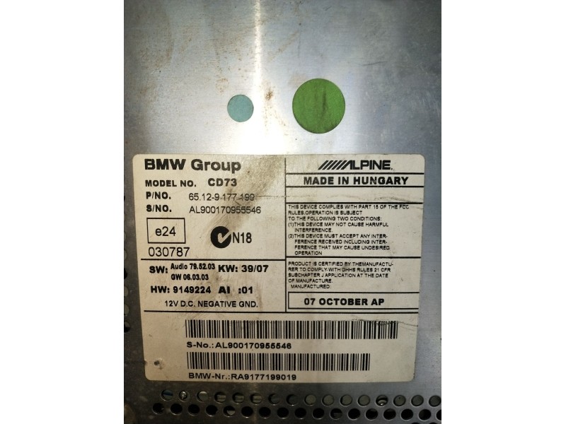 Recambio de sistema audio / radio cd para bmw 1 coupé (e82) 123 d referencia OEM IAM 65129177199  2007