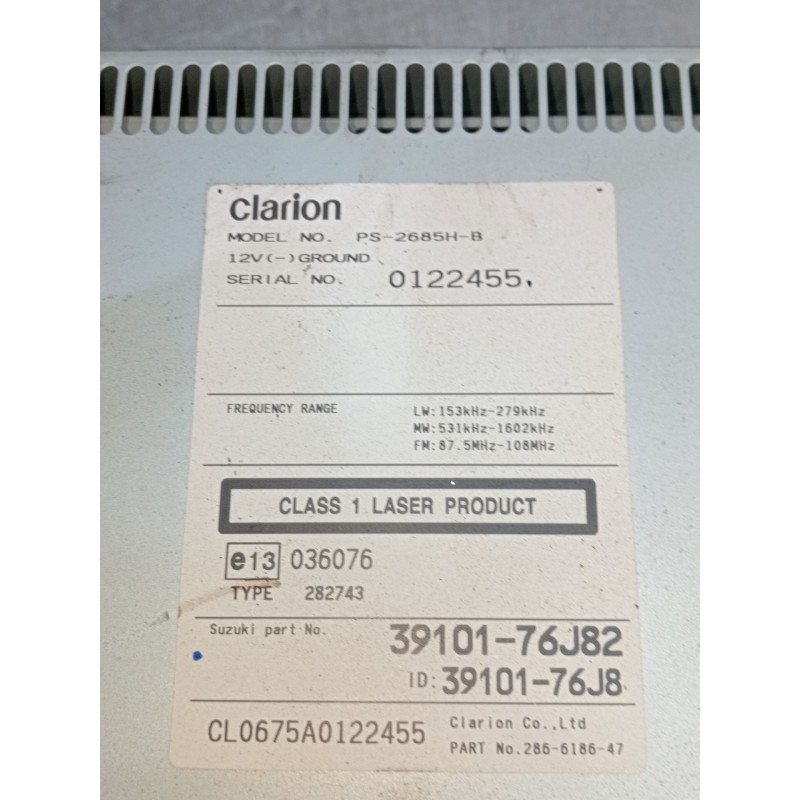 Recambio de sistema audio / radio cd para suzuki jimny todo terreno, cerrada (sn, jb_) 1.5 ddis 4x4 referencia OEM IAM 3910176J8
