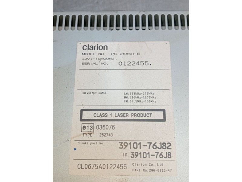 Recambio de sistema audio / radio cd para suzuki jimny todo terreno, cerrada (sn, jb_) 1.5 ddis 4x4 referencia OEM IAM 3910176J8