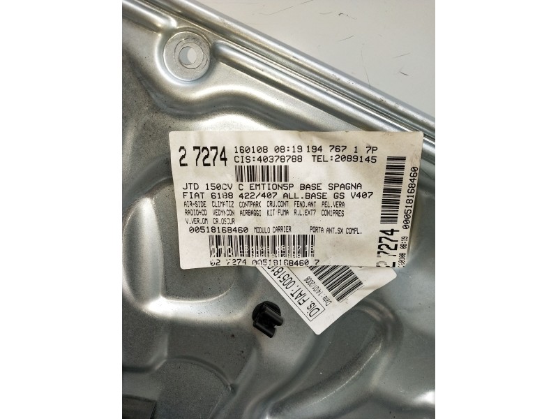 Recambio de elevalunas delantero izquierdo para fiat croma (194_) 1.9 d multijet (194axc1b, 194axc12) referencia OEM IAM 27274 5