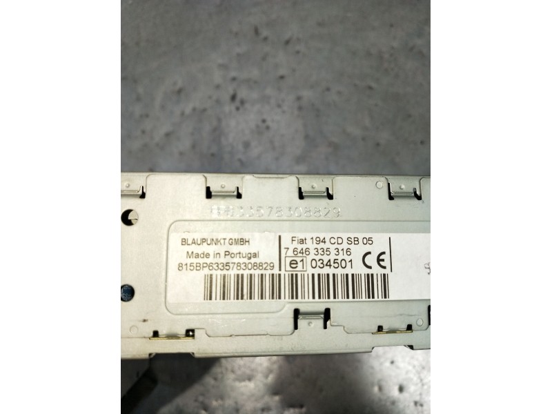 Recambio de sistema audio / radio cd para fiat croma (194_) 1.9 d multijet (194axc1b, 194axc12) referencia OEM IAM 7646335316 03