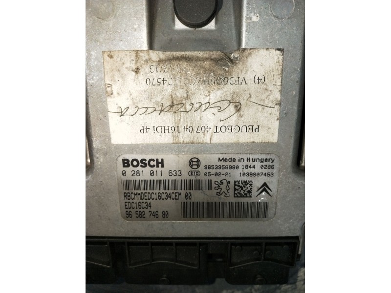 Recambio de centralita motor uce para peugeot 407 (6d_) 1.6 hdi 110 (6d9hzc, 6d9hyc) referencia OEM IAM 9653958980 9658274680 ED