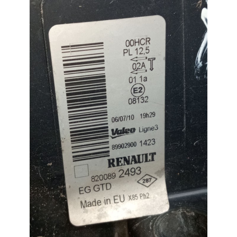 Recambio de faro izquierdo para renault clio iii (br0/1, cr0/1) 1.5 dci (br17, cr17) referencia OEM IAM 8200892493 PARA PULIR 89
