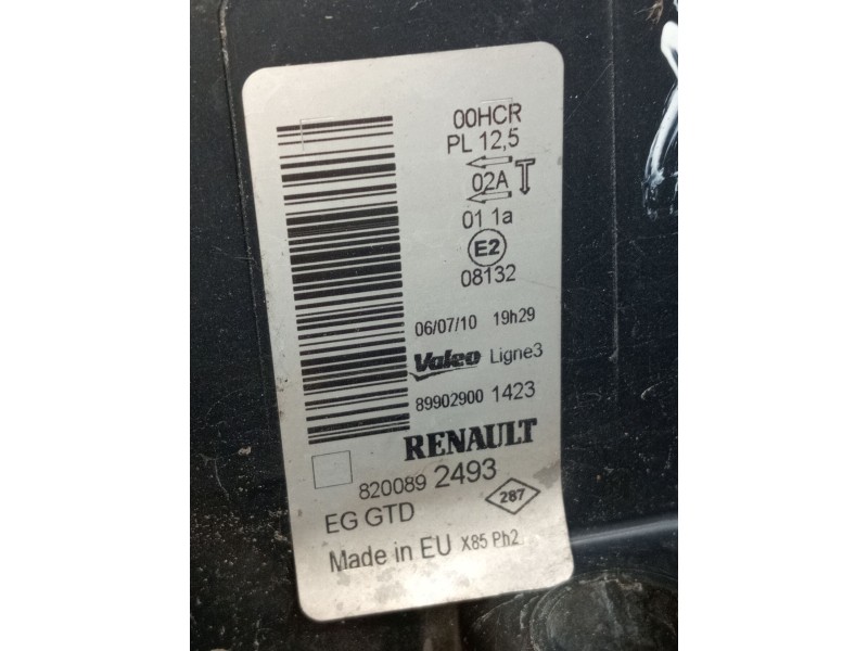 Recambio de faro izquierdo para renault clio iii (br0/1, cr0/1) 1.5 dci (br17, cr17) referencia OEM IAM 8200892493 PARA PULIR 89
