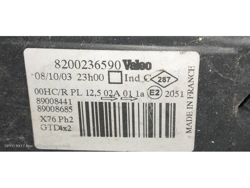 Recambio de faro izquierdo para nissan kubistar (x76) premium (l1) referencia OEM IAM 8200236590  