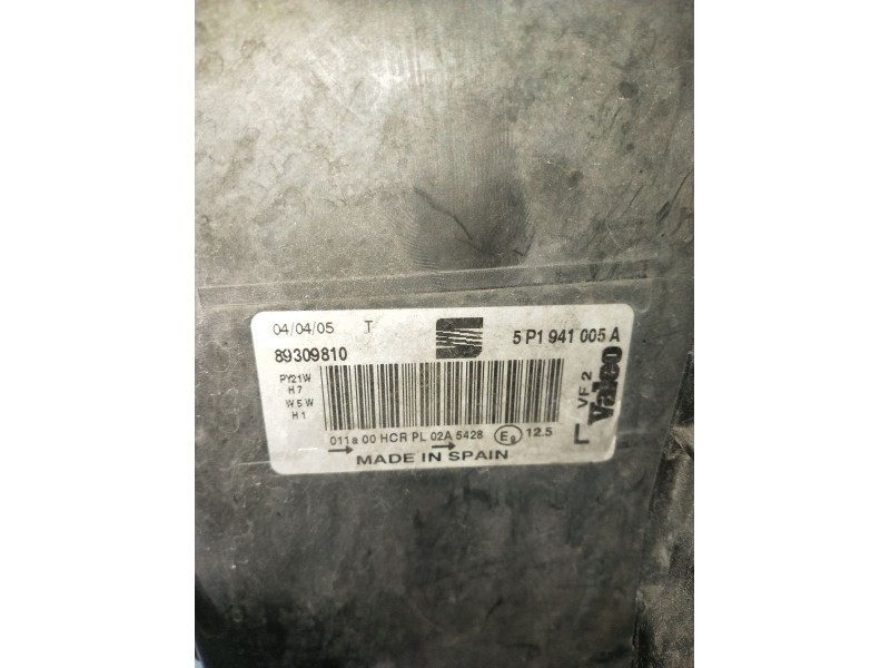 Recambio de faro izquierdo para seat altea (5p1) 2.0 tdi 16v referencia OEM IAM 5P1941005A 89309810 2004