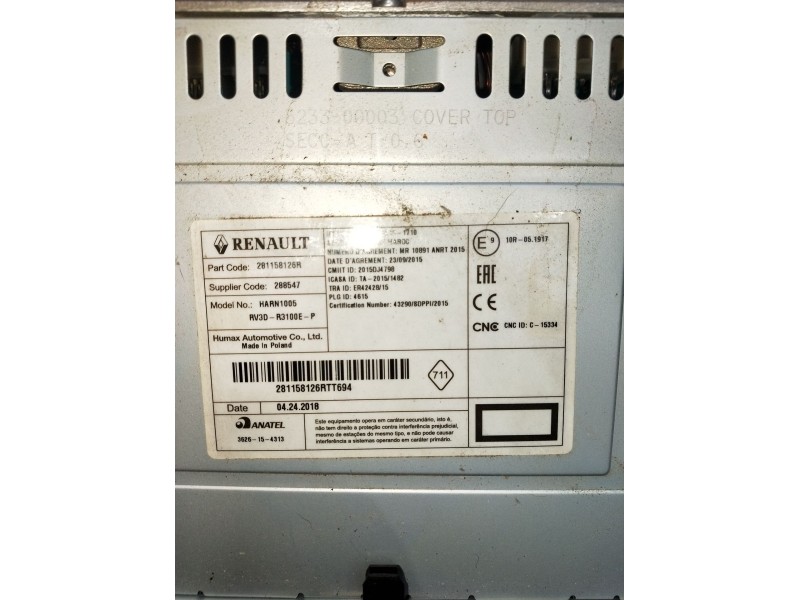 Recambio de sistema audio / radio cd para dacia duster (hm_) 1.2 tce 125 4x4 (hmma) referencia OEM IAM 281158126R 288547 2017