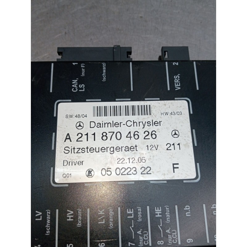 Recambio de modulo electronico para mercedes-benz clk (c209) clk 320 cdi (209.320) referencia OEM IAM A2118704626 05022322 C209 