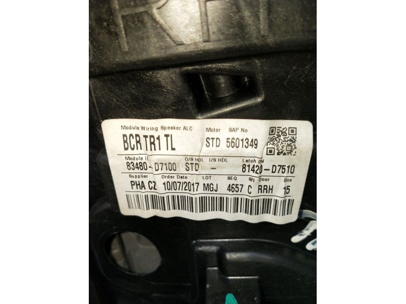 Recambio de elevalunas trasero derecho para hyundai tucson (tl, tle) 1.6 gdi referencia OEM IAM BCRTR1TL 5P 83480D7100 2015