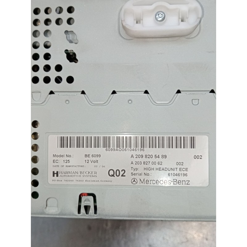Recambio de pantalla multifuncion para mercedes-benz clk (c209) clk 320 cdi (209.320) referencia OEM IAM A2098205489 A2038270062